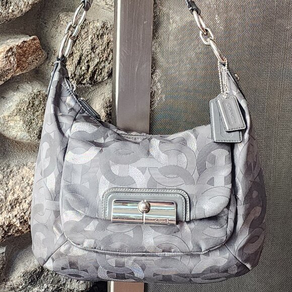 COACH E1182-18295 Signature Kristen Silver/Gray Embroidered Canvas Shoulder Bag - Picture 2 of 16